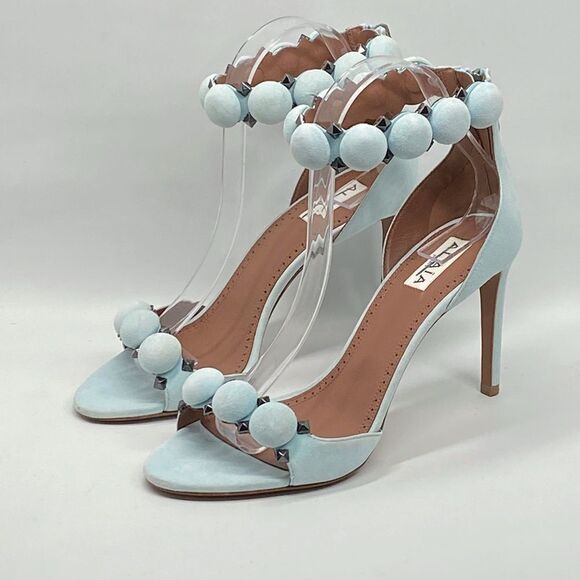 Alaia Bombe 90 Ankle-Strap Studded Suede Leather Sandals size 38 - Picture 6 of 15